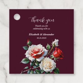 ダークピかわいらしンク白い赤いバラのフローラ結婚ズ フェイバータグ