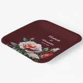 ダークピかわいらしンク白い赤いバラのフローラ結婚ズ ペーパープレート (傾斜あり)