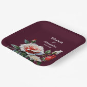 ダークピかわいらしンク白い赤いバラのフローラ結婚ズ ペーパープレート (傾斜あり)