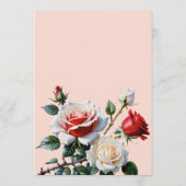 ダークピかわいらしンク白い赤いバラのフローラ結婚ズ メニュー (裏面)