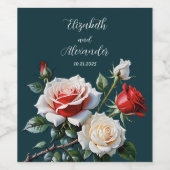 ダークピかわいらしンク白い赤いバラのフローラ結婚ズ ワインラベル (シングルラベル)