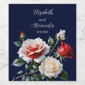 ダークピかわいらしンク白い赤いバラのフローラ結婚ズ ワインラベル (シングルラベル)