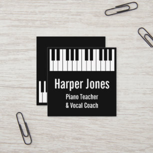 ダークピアノ教師とボイストレーナー キーボードデザイン スクエア名刺