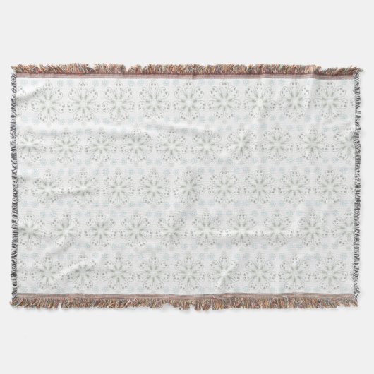 ダークピスタチオとアイスブルーの花 スローブランケット (正面)