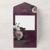 ダークピモダンンク&ホワイトフローラワインディナー オールインワン招待状 (外側)