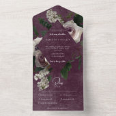 ダークピモダンンク&ホワイトフローラワインディナー オールインワン招待状 (内側)
