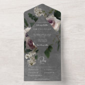 ダークピモダンンク&ホワイトムーディーズフローラディナー オールインワン招待状 (内側)