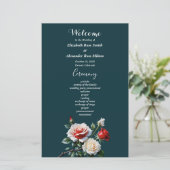 ダークピンクと白と赤のバラの結婚式プログラム (スタンド正面)