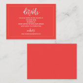 ダークピンクと金ゴールドの宿泊詳細カード エンクロージャーカード (正面/裏面)