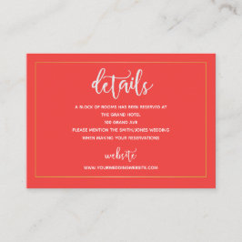 ダークピンクと金ゴールドの宿泊詳細カード エンクロージャーカード