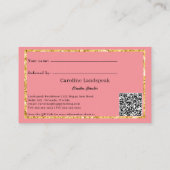 ダークピンクとQRコード、友人を参照 紹介カード (裏面)
