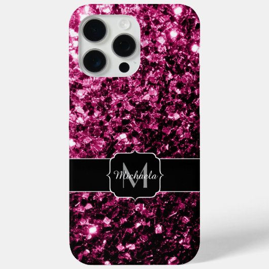 ダークピンクのスパンコールモノグラム Case-Mate iPhoneケース (裏面)