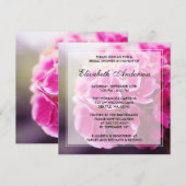 ダークピンクのハイドランジア ブライダルシャワー 招待状 (正面/裏面)