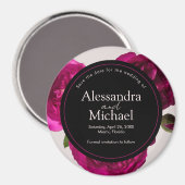 ダークピンクのバラのロマンチックな日付の結婚保存 マグネット (正面/裏面)