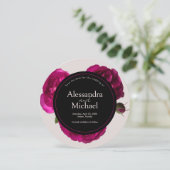 ダークピンクのバラ ロマンチック セーブ・ザ・デート ウェディング 招待状 (スタンド正面)