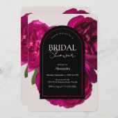 ダークピンクのバラ ロマンチック ブライダルシャワー 招待状 (正面/裏面)