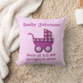 ダークピンクのベビーカーのベビーガールシャワーをパーソナライズ クッション (ブランケット)