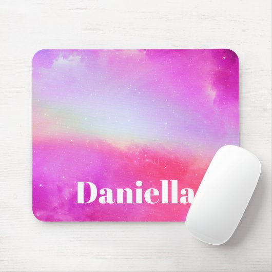 ダークピンクのホログラフィックスカイと名前をカスタムする マウスパッド (マウス)