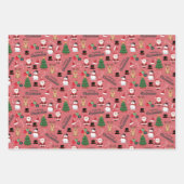 ダークピンクの可愛いクリスマス ラッピングペーパーシート (正面2)