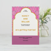 ダークピンクの汎用インディアン結婚式招待状 招待状 (スタンド正面)