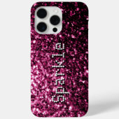 ダークピンクの疑似ラメスパークル あなたのテキスト Case-Mate iPhoneケース (裏面)