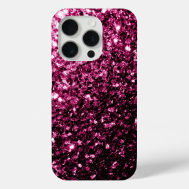 ダークピンクの疑似ラメスパークル ビリンブリン iPhone 15 PROケース