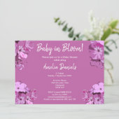 ダークピンクの花のベイビーシャワー招待状 招待状 (スタンド正面)