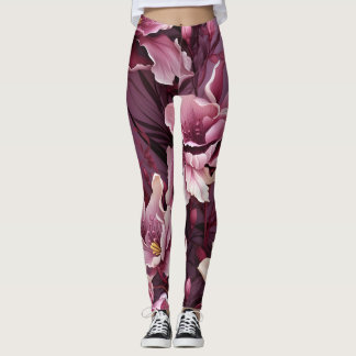 ダークピンクの蘭のパターン レギンス