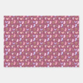 ダークピンクの蝶とキノコ ラッピングペーパーシート (正面)