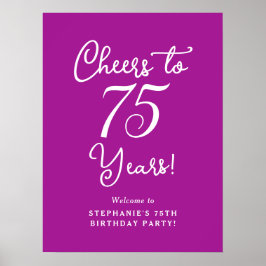 ダークピンクの75歳の誕生日おめでとうウェルカムサイン ポスター