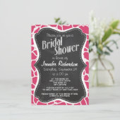 ダークピンクキリンアニマルプリント；黒板 招待状 (スタンド正面)