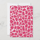 ダークピンクキリンアニマルプリント；黒板 招待状 (裏面)