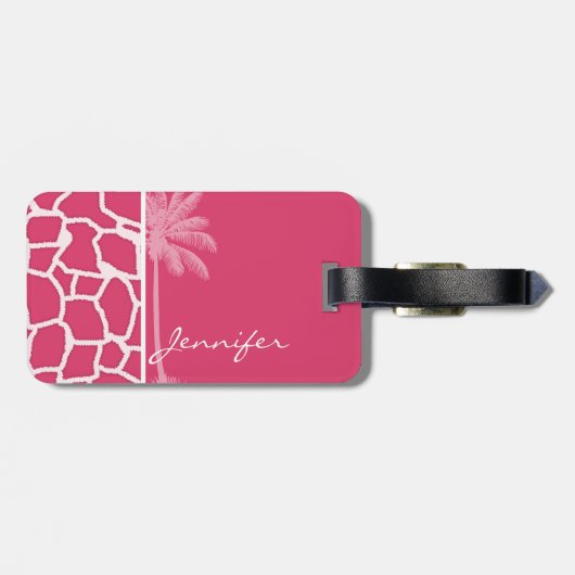 ダークピンクキリンプリント；サマーパーム ラゲッジタグ (裏面横)