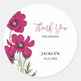 ダークピンクコスモスフローラありがとう誕生日 ラウンドシール