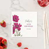 ダークピンクコスモスフローラグリーン誕生日 スタンダードカクテルナプキン (インサイチュ)