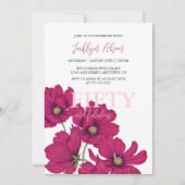 ダークピンクコスモスフローラ素晴らしい誕生日 招待状 (正面)