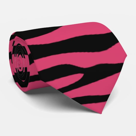 ダークピンクゼブラストライプアニマルプリント ネクタイ (ロール)