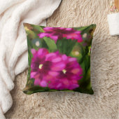 ダークピンクダリアフローラ花花緑 クッション (ブランケット)