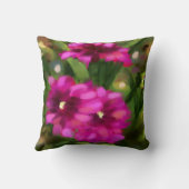 ダークピンクダリアフローラ花花緑 クッション (裏面)