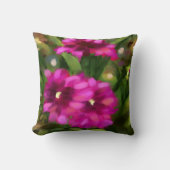ダークピンクダリアフローラ花花緑 クッション (正面)