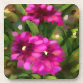 ダークピンクダリアフローラ花花緑 コースター (正面)