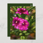 ダークピンクダリアフローラ花花緑 ポストカード (正面/裏面)