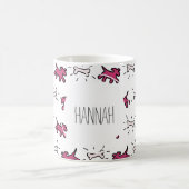 ダークピンクドッグボーングラフィティスタイルパーソナライズされたマグカップ コーヒーマグカップ (中央)