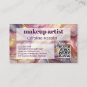 ダークピンクバイオレットパープル金ゴールド大理石アートパターン 名刺 (裏面)