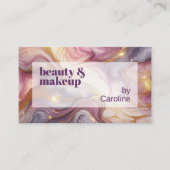 ダークピンクバイオレットパープル金ゴールド大理石アートパターン 名刺 (正面)