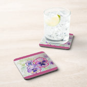 ダークピンクパンジー水彩花フローラコースター コースター (右側)