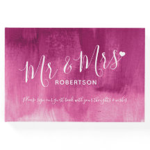 ダークピンクパーソナライズされた抽象芸術結婚のゲストブック