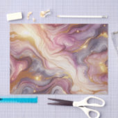 ダークピンクパープル金ゴールドホワイトマーブルアートパターン 薄葉紙 (クラフト)