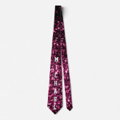ダークピンクフェイクの光沢のあるグリッターあなたの名前2 ネクタイ (正面)