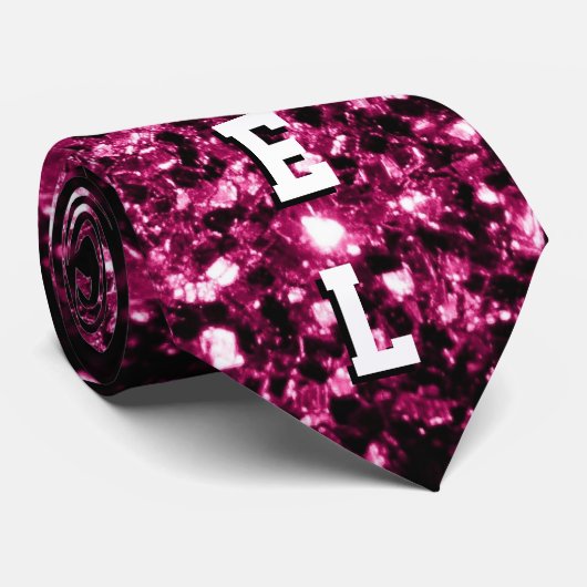 ダークピンクフェイクの光沢のあるグリッターあなたの名前2 ネクタイ (ロール)